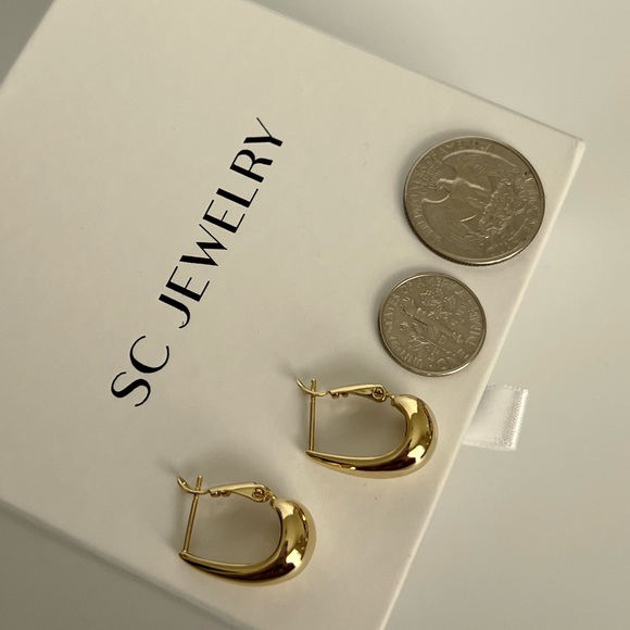 Drop Earrings 14k Gold Plated Modern Earrings - Picture 6 of 10